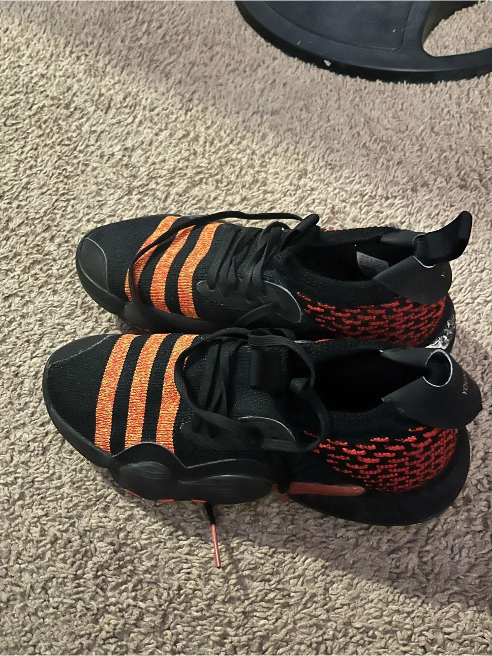adidas Kids Black & Orange Knit 'Young' Sneakers